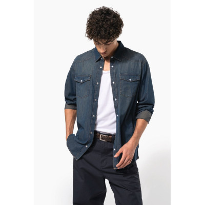 Men's long-sleeved denim shirt